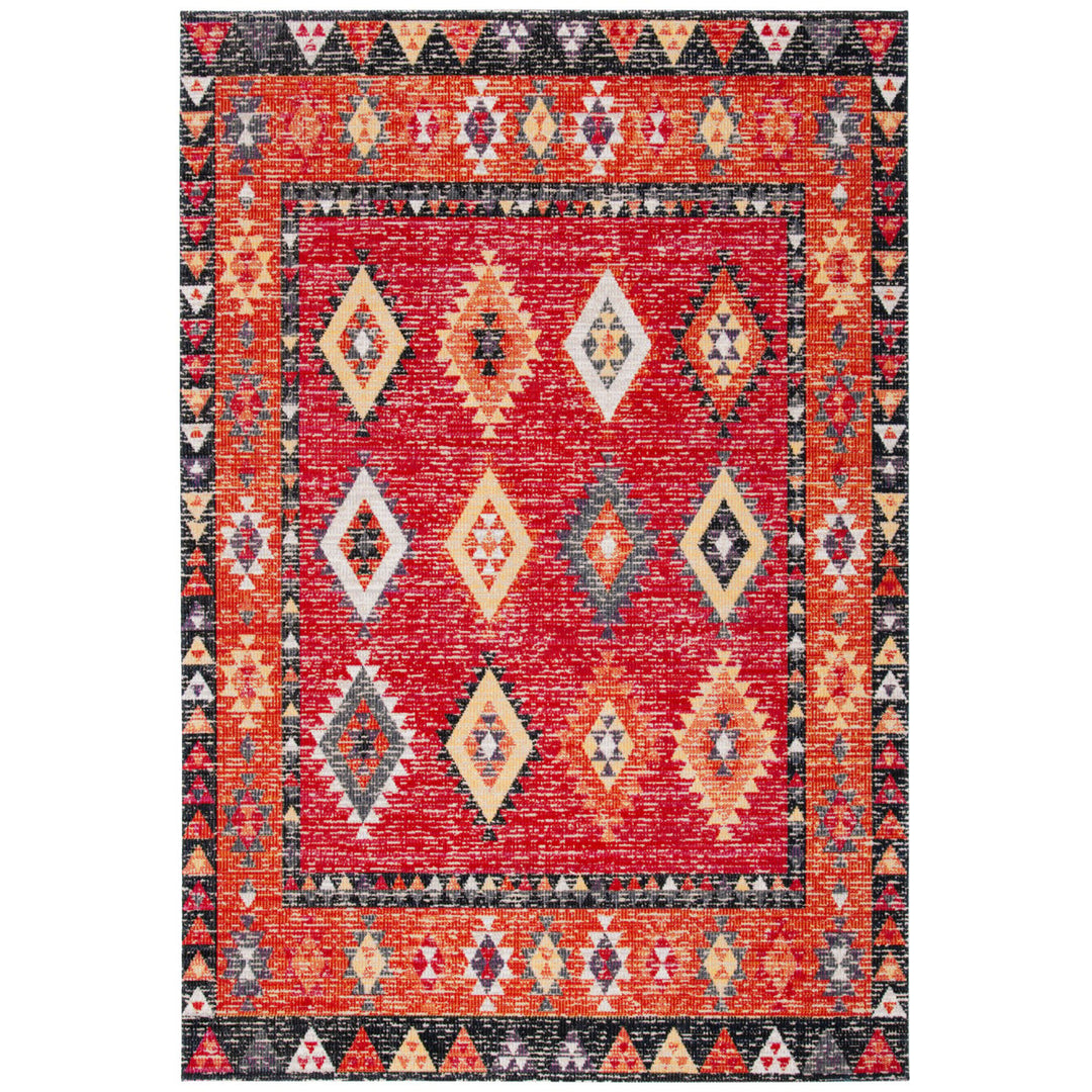 SAFAVIEH Outdoor MTG201Q Montage Collection Red / Black Rug Image 1