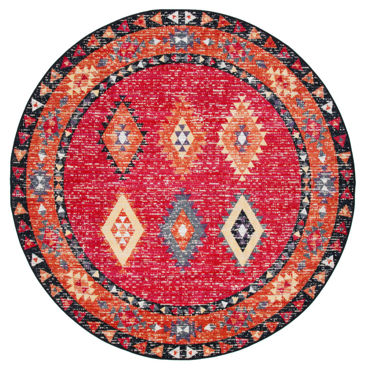 SAFAVIEH Outdoor MTG201Q Montage Collection Red / Black Rug Image 1