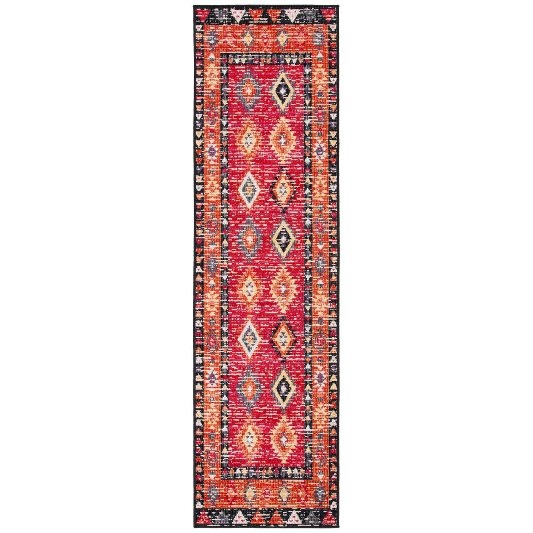 SAFAVIEH Outdoor MTG201Q Montage Collection Red / Black Rug Image 1