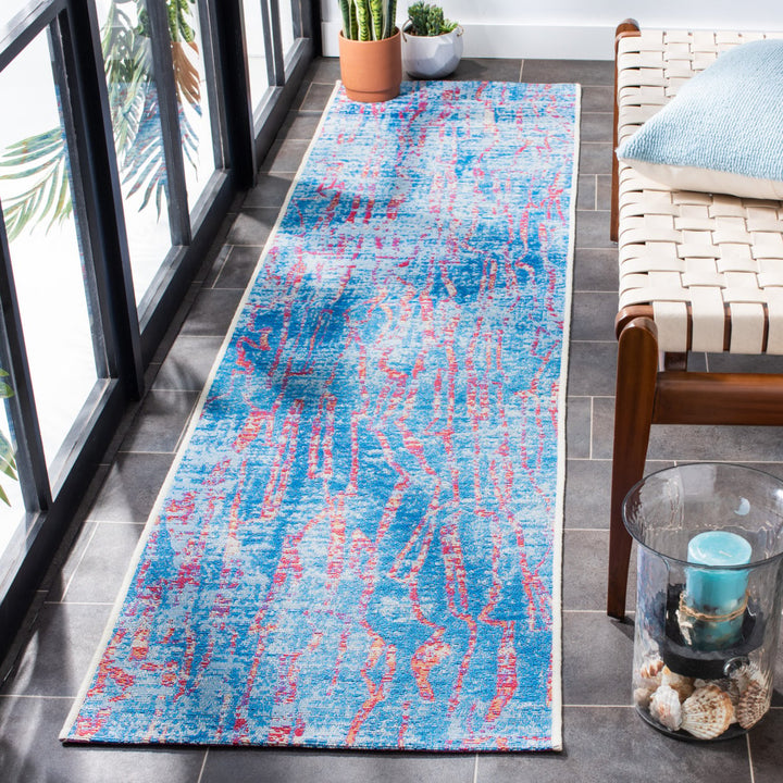 SAFAVIEH Outdoor SMR408M Summer Collection Blue / Red Rug Image 3