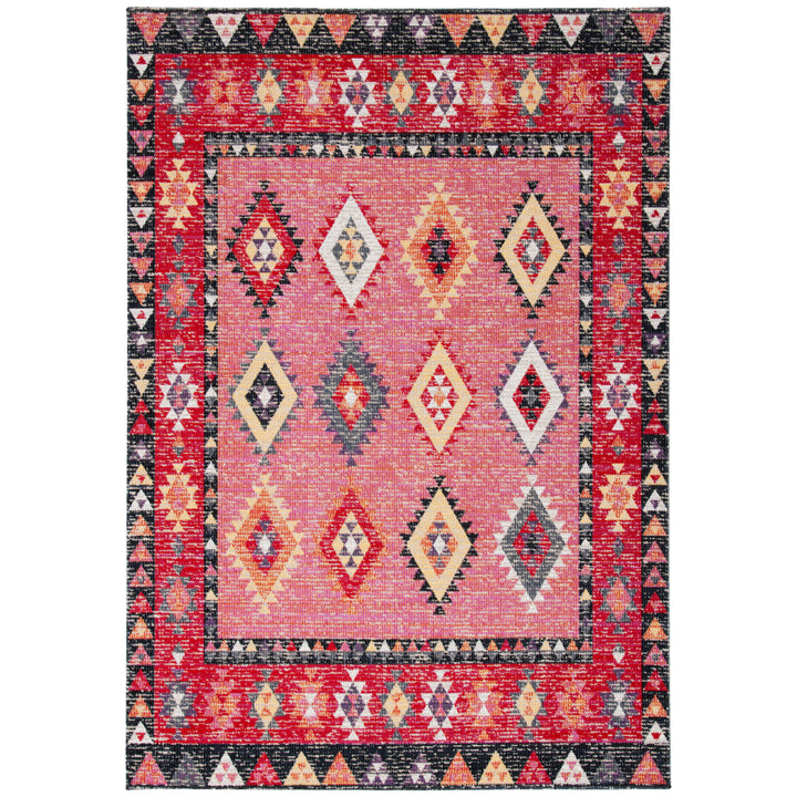 SAFAVIEH Outdoor MTG201U Montage Collection Pink / Black Rug Image 4