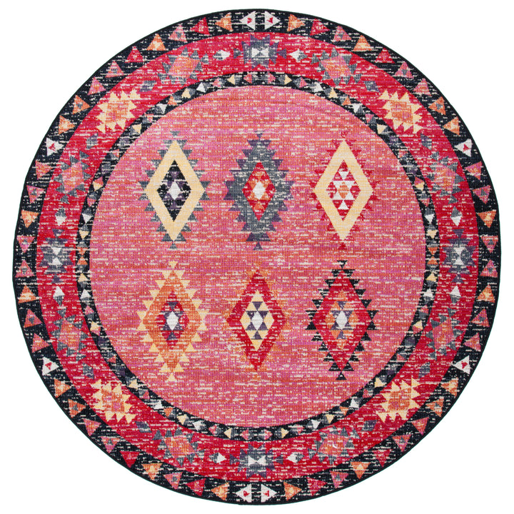 SAFAVIEH Outdoor MTG201U Montage Collection Pink / Black Rug Image 5