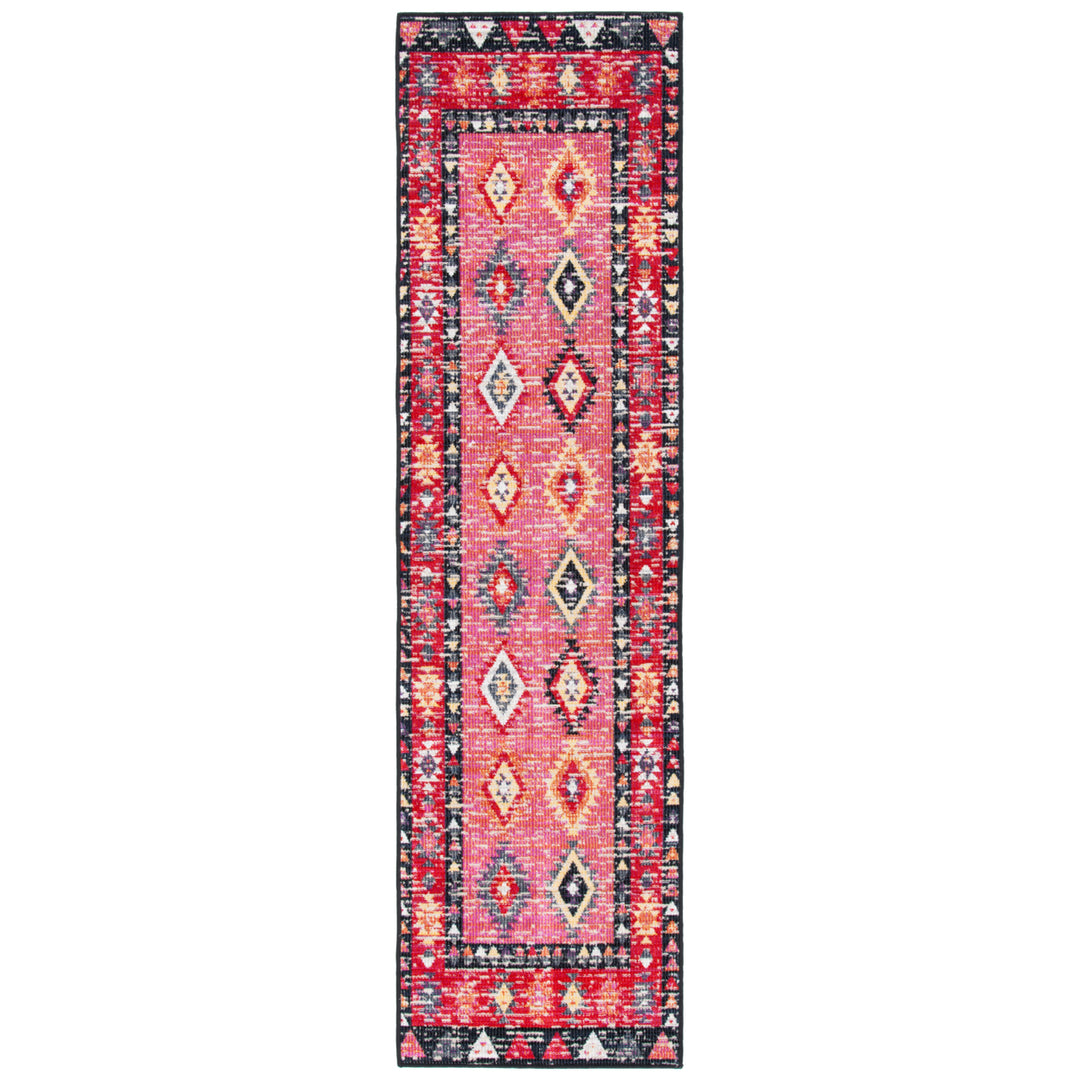 SAFAVIEH Outdoor MTG201U Montage Collection Pink / Black Rug Image 6