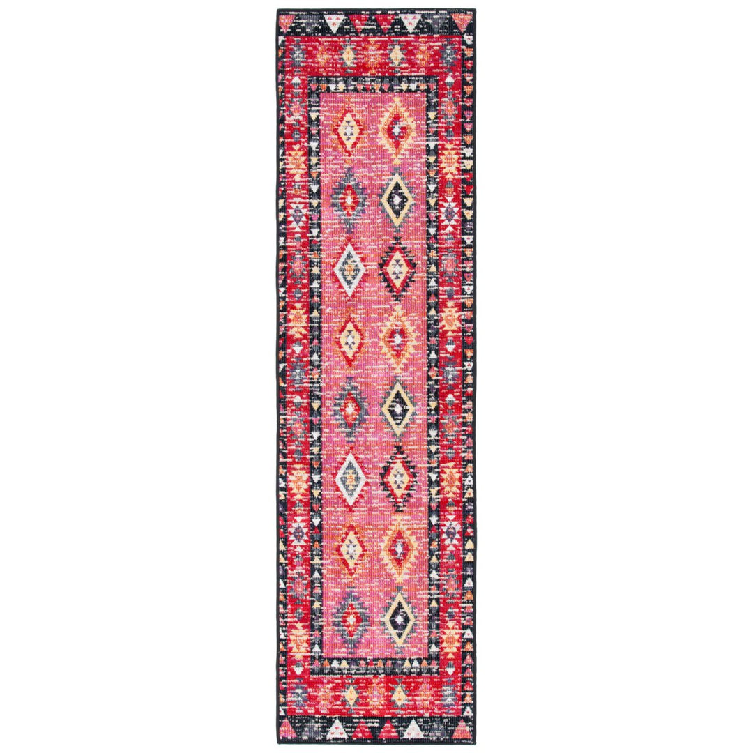 SAFAVIEH Outdoor MTG201U Montage Collection Pink / Black Rug Image 1