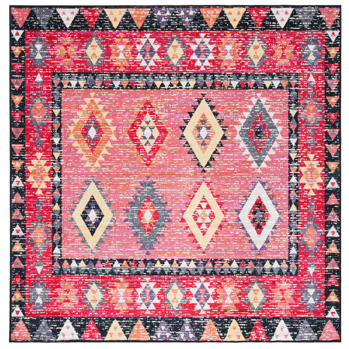 SAFAVIEH Outdoor MTG201U Montage Collection Pink / Black Rug Image 7