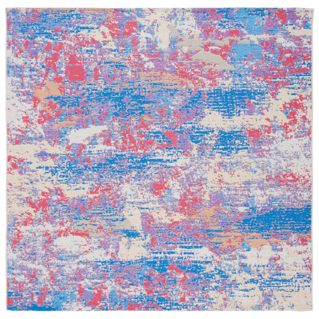 SAFAVIEH Outdoor SMR409M Summer Collection Blue / Red Rug Image 7