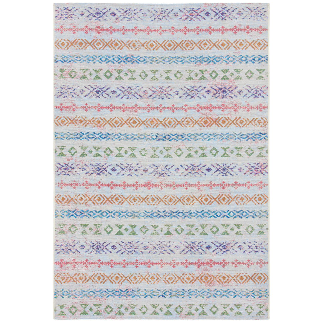 SAFAVIEH Outdoor SMR429A Summer Collection Ivory / Blue Rug Image 4