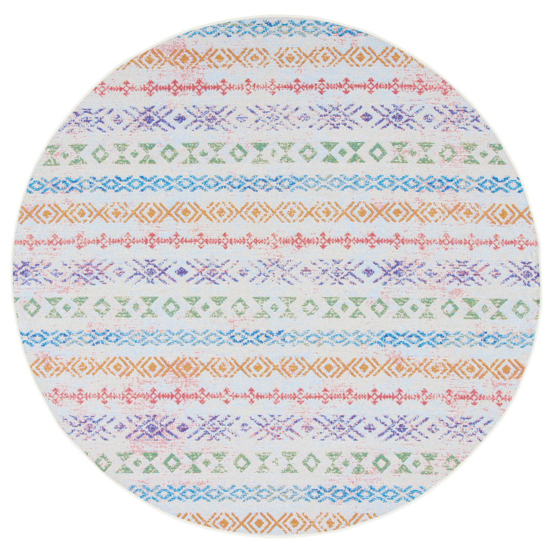SAFAVIEH Outdoor SMR429A Summer Collection Ivory / Blue Rug Image 5