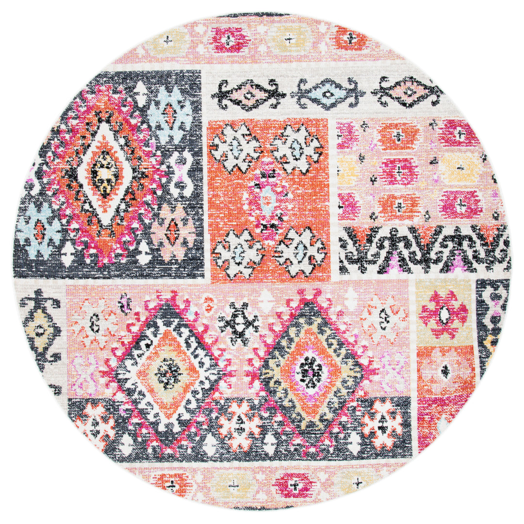 SAFAVIEH Indoor Outdoor MTG221J Montage Aqua / Fuchsia Rug Image 5