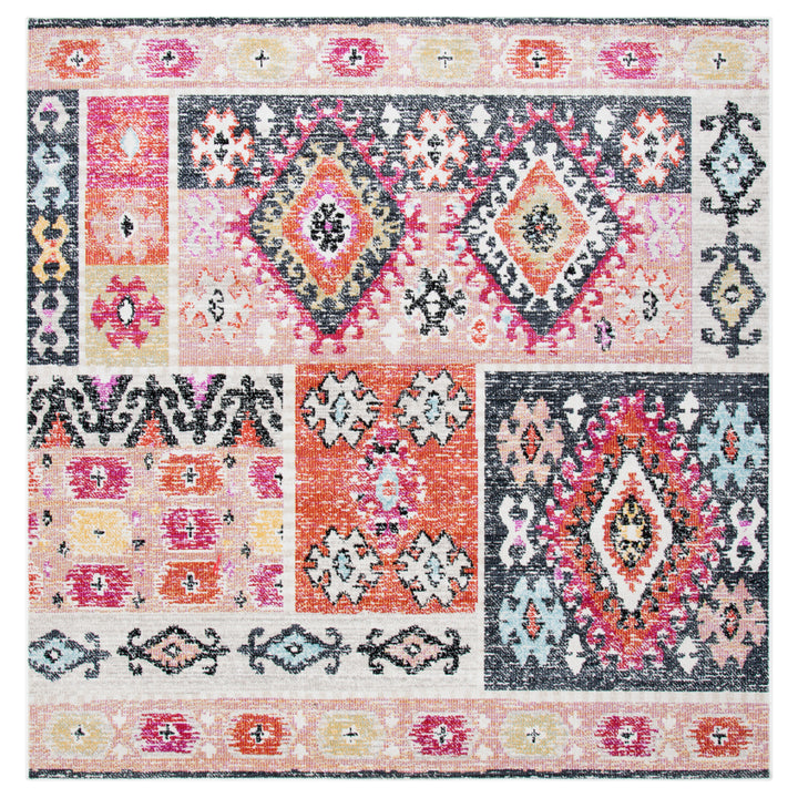 SAFAVIEH Indoor Outdoor MTG221J Montage Aqua / Fuchsia Rug Image 7