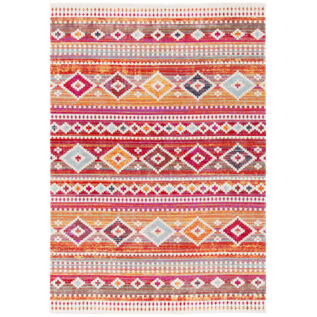 SAFAVIEH Outdoor MTG272Q Montage Collection Red / Fuchsia Rug Image 1