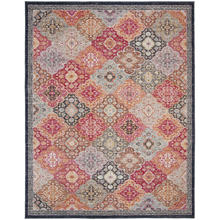 SAFAVIEH Outdoor MTG281Q Montage Collection Red / Aqua Rug Image 1