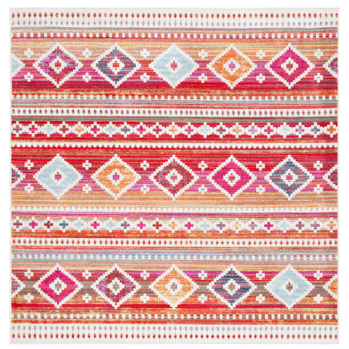 SAFAVIEH Outdoor MTG272Q Montage Collection Red / Fuchsia Rug Image 1