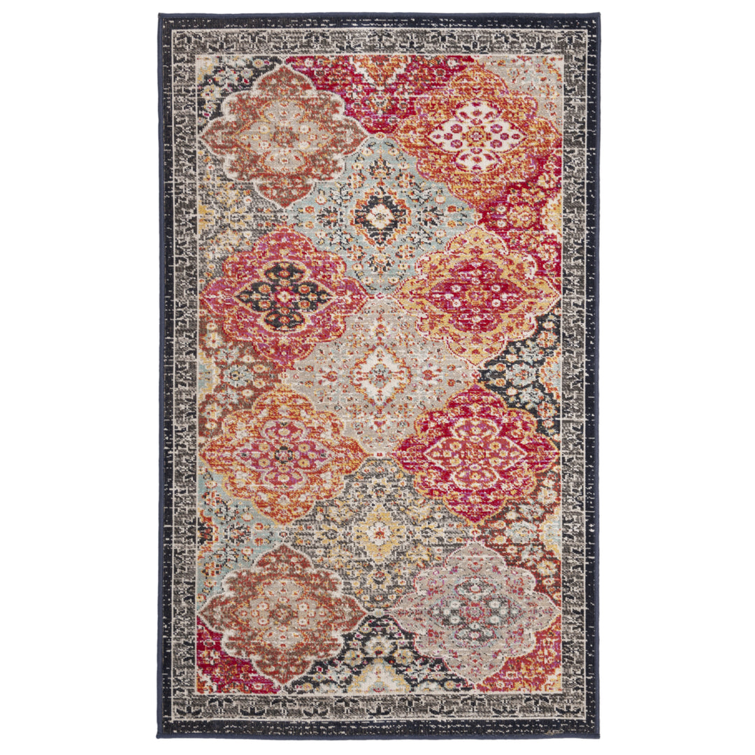 SAFAVIEH Outdoor MTG281Q Montage Collection Red / Aqua Rug Image 7