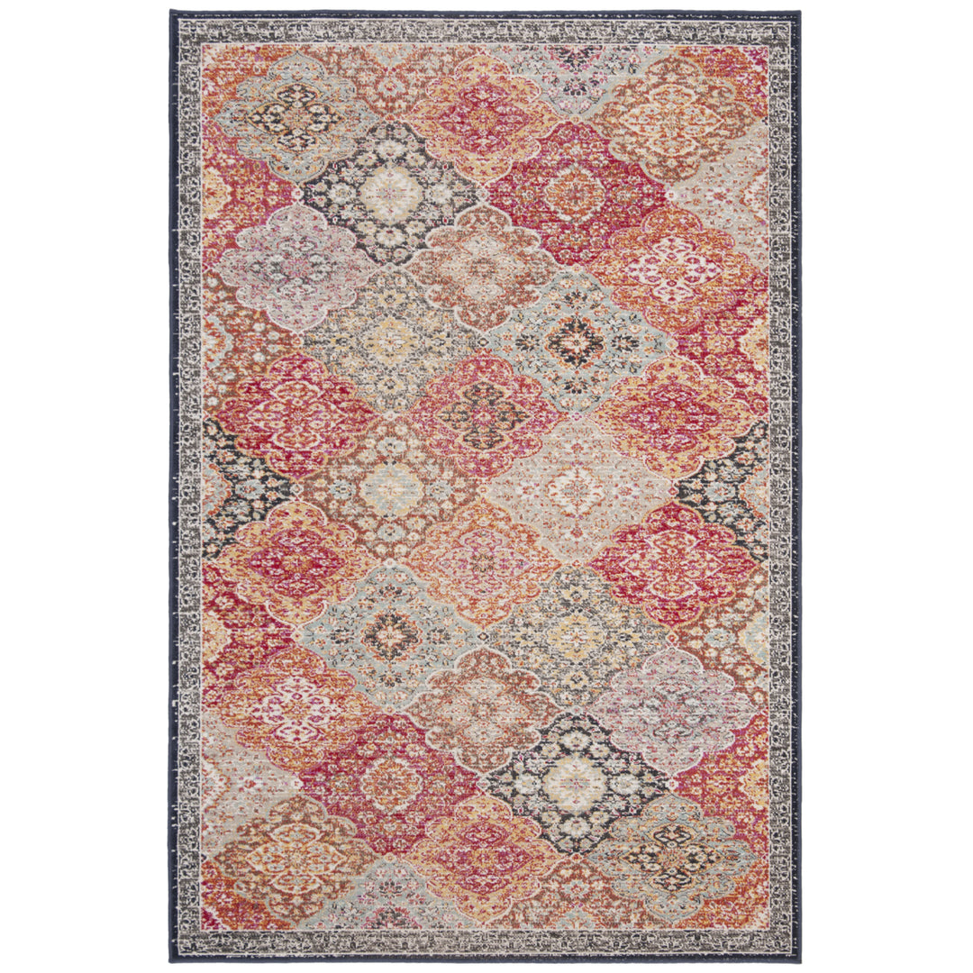 SAFAVIEH Outdoor MTG281Q Montage Collection Red / Aqua Rug Image 8