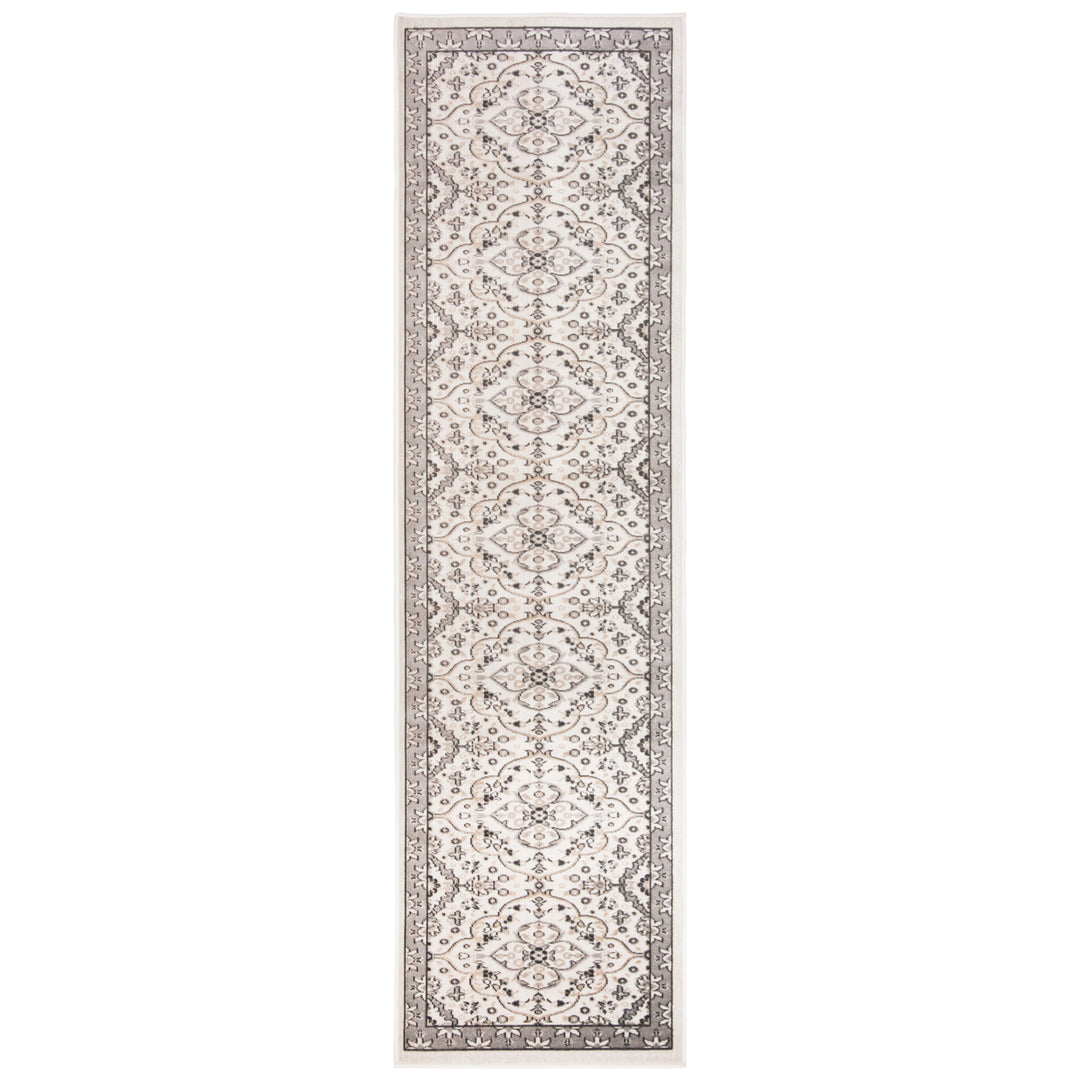 SAFAVIEH Outdoor MTG283A Montage Collection Ivory / Grey Rug Image 4