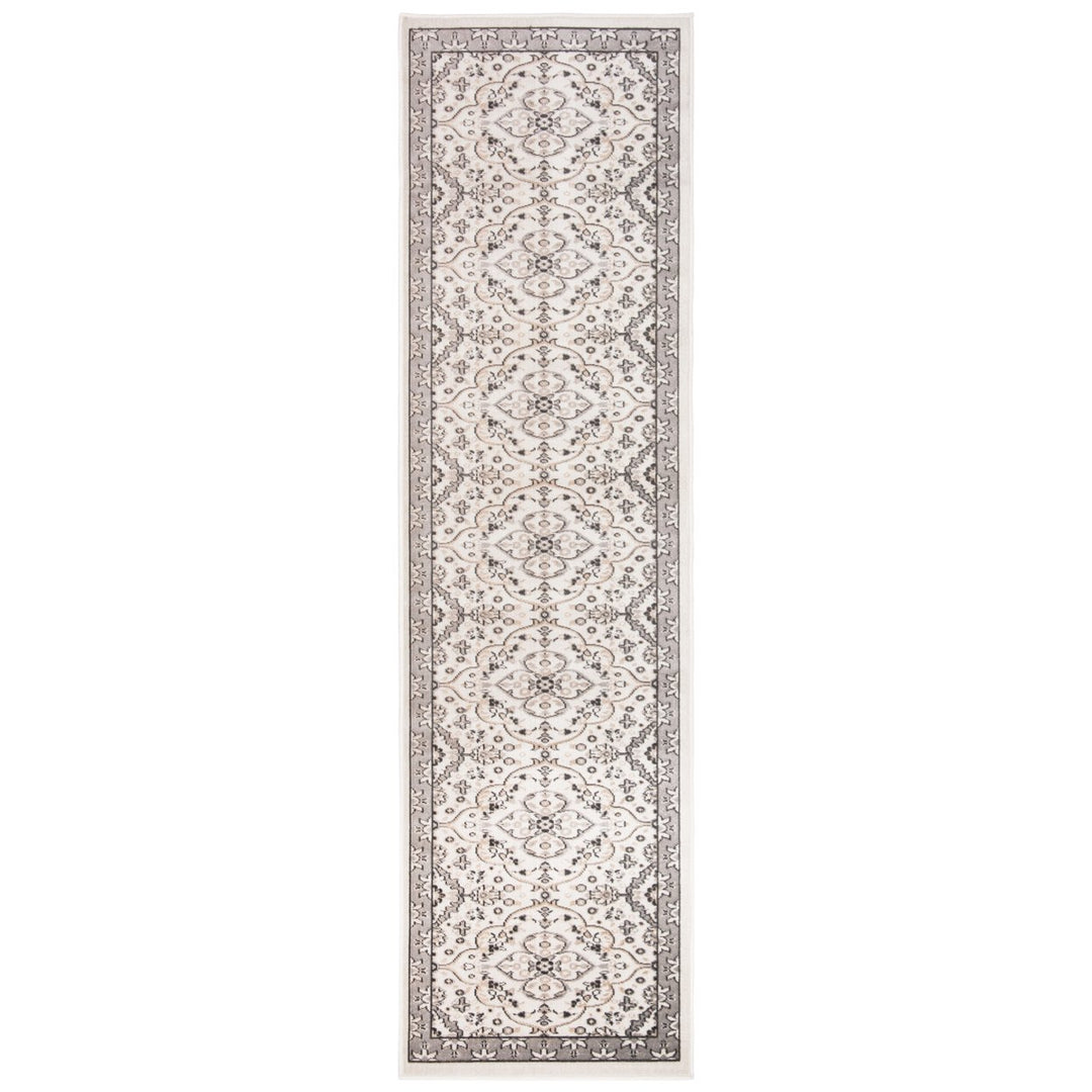 SAFAVIEH Outdoor MTG283A Montage Collection Ivory / Grey Rug Image 1