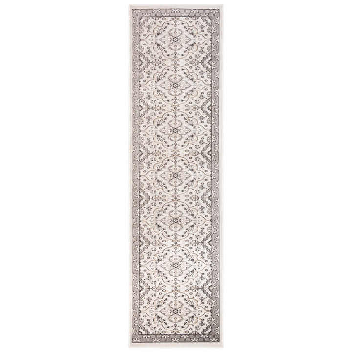 SAFAVIEH Outdoor MTG283A Montage Collection Ivory / Grey Rug Image 1