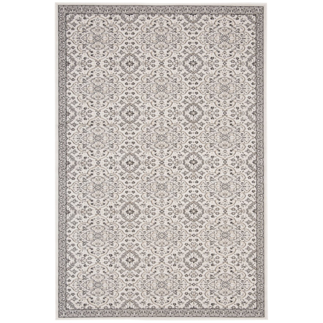 SAFAVIEH Outdoor MTG283A Montage Collection Ivory / Grey Rug Image 1