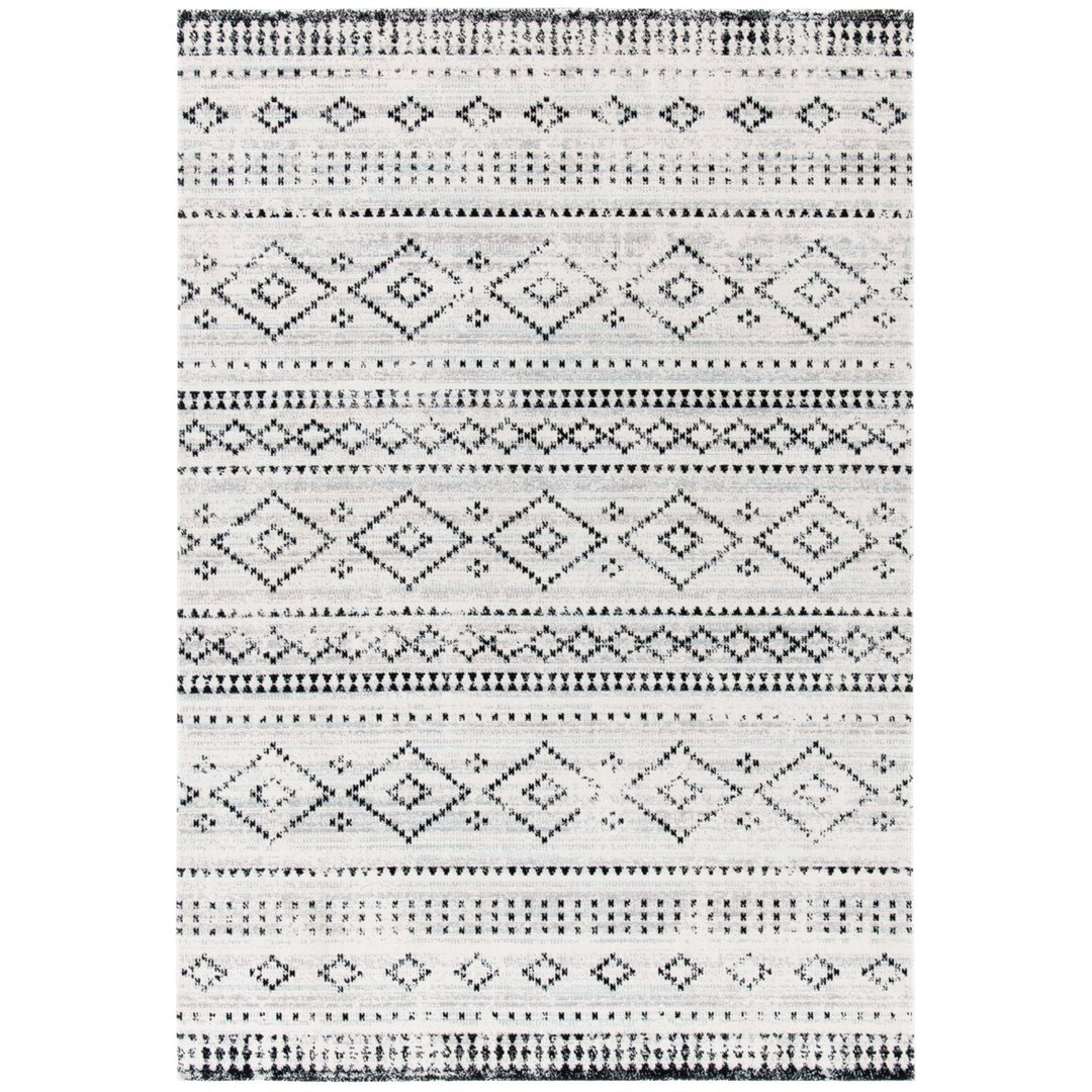 SAFAVIEH Outdoor MTG291F Montage Collection Grey / Ivory Rug Image 1