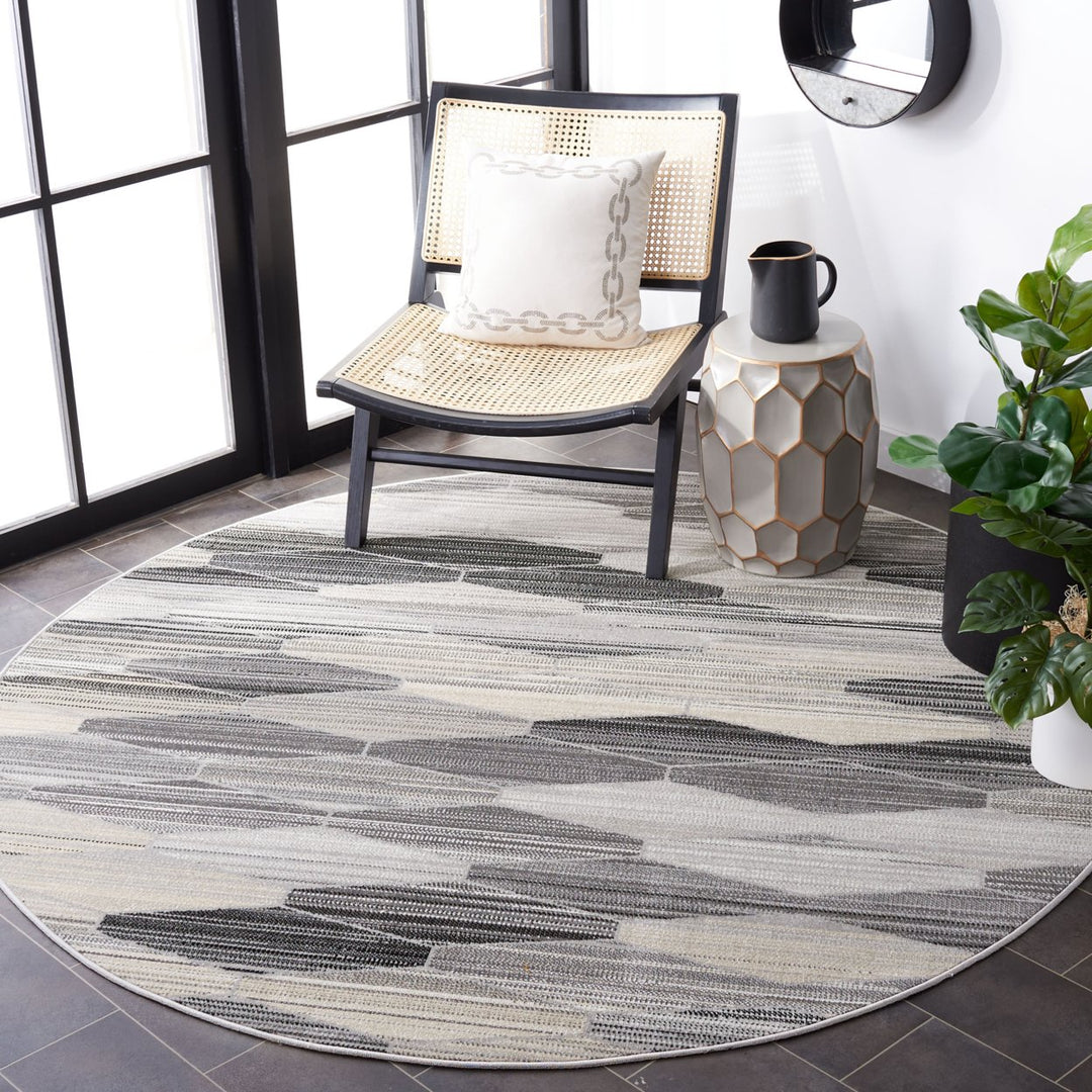 SAFAVIEH Indoor Outdoor MTG301F Montage Grey / Dark Grey Rug Image 2