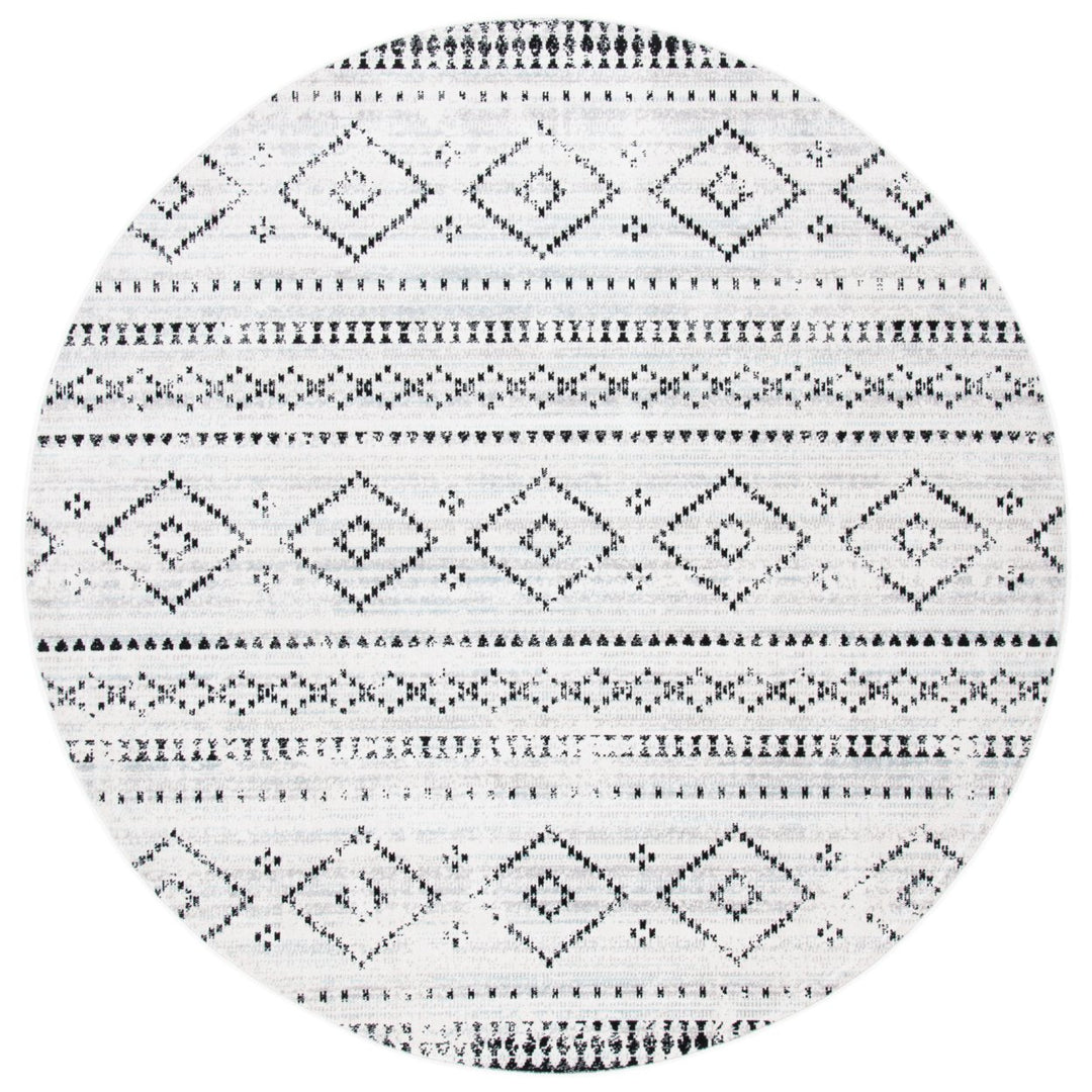 SAFAVIEH Outdoor MTG291F Montage Collection Grey / Ivory Rug Image 1