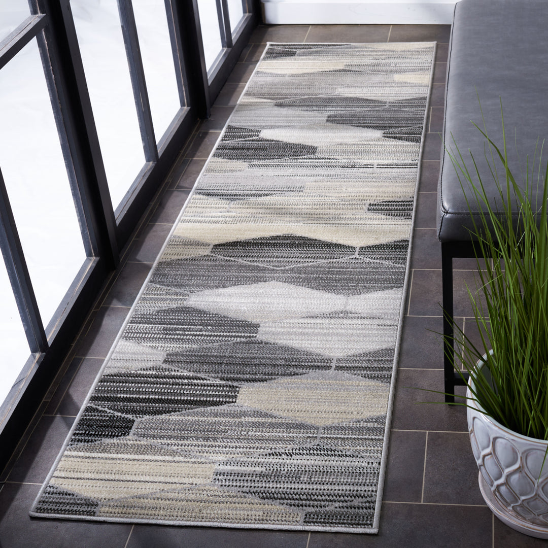 SAFAVIEH Indoor Outdoor MTG301F Montage Grey / Dark Grey Rug Image 3