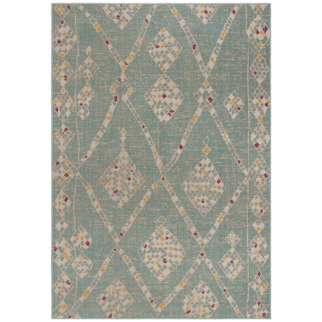 SAFAVIEH Outdoor MTG381J Montage Collection Aqua / Beige Rug Image 2