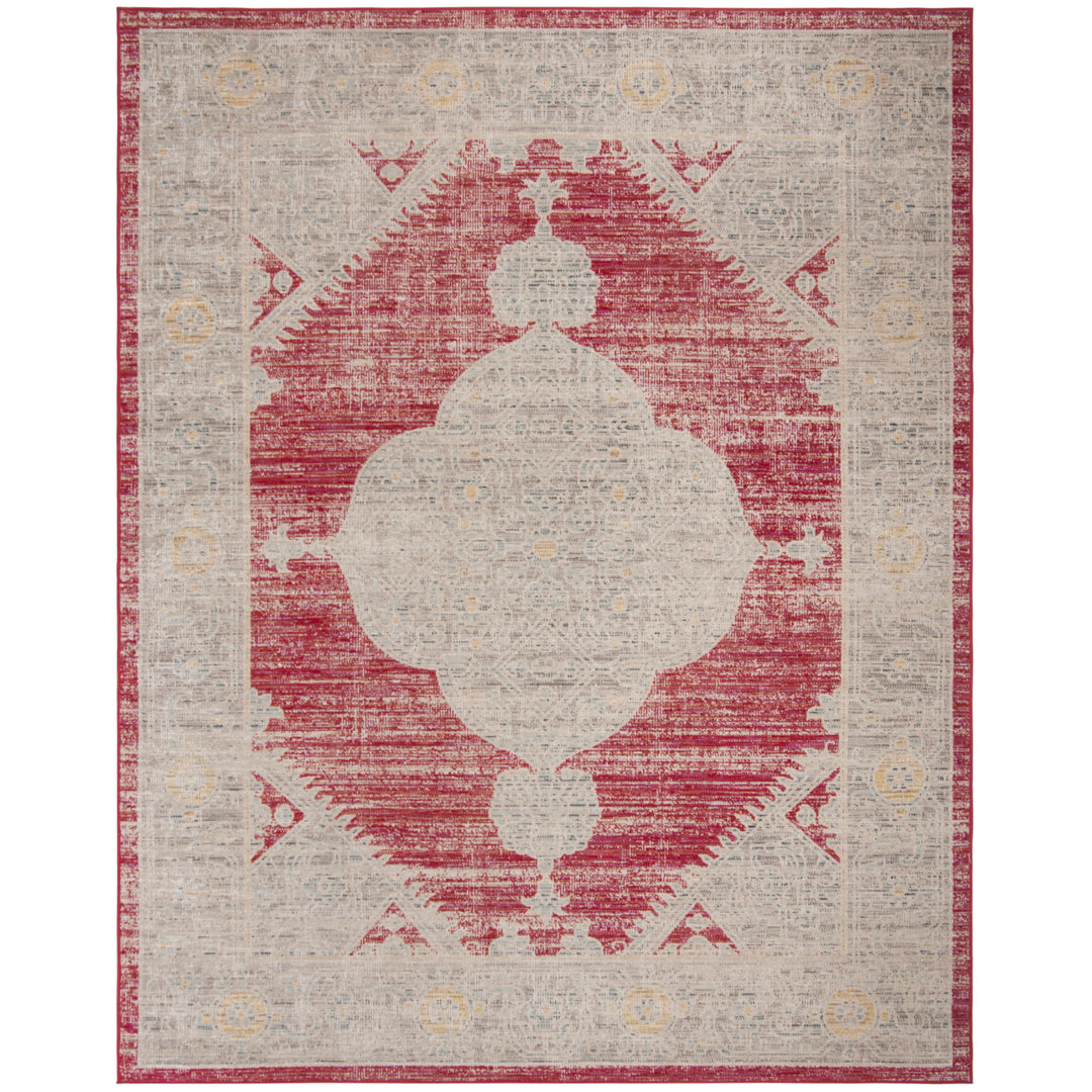 SAFAVIEH Outdoor MTG373P Montage Collection Rose / Grey Rug Image 4