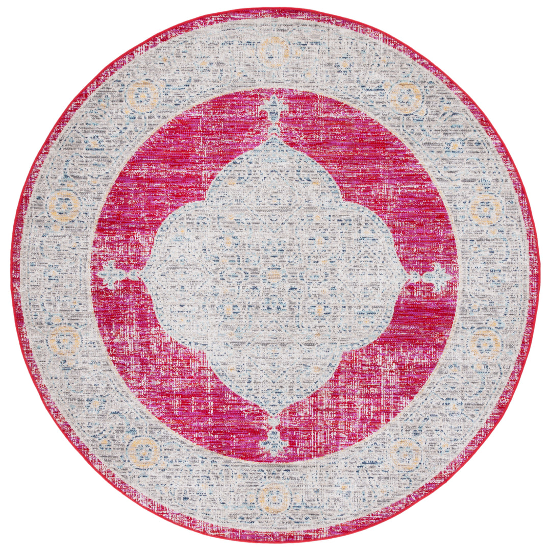 SAFAVIEH Outdoor MTG373P Montage Collection Rose / Grey Rug Image 5