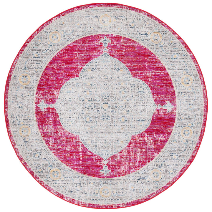 SAFAVIEH Outdoor MTG373P Montage Collection Rose / Grey Rug Image 1