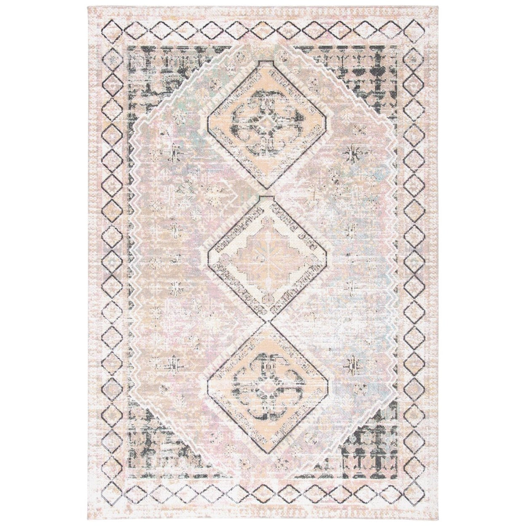 SAFAVIEH Outdoor MTG391F Montage Collection Grey / Ivory Rug Image 4