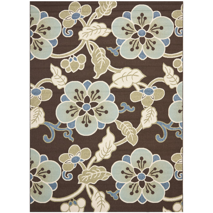 SAFAVIEH Outdoor VER001-0623 Veranda Chocolate / Aqua Rug Image 4