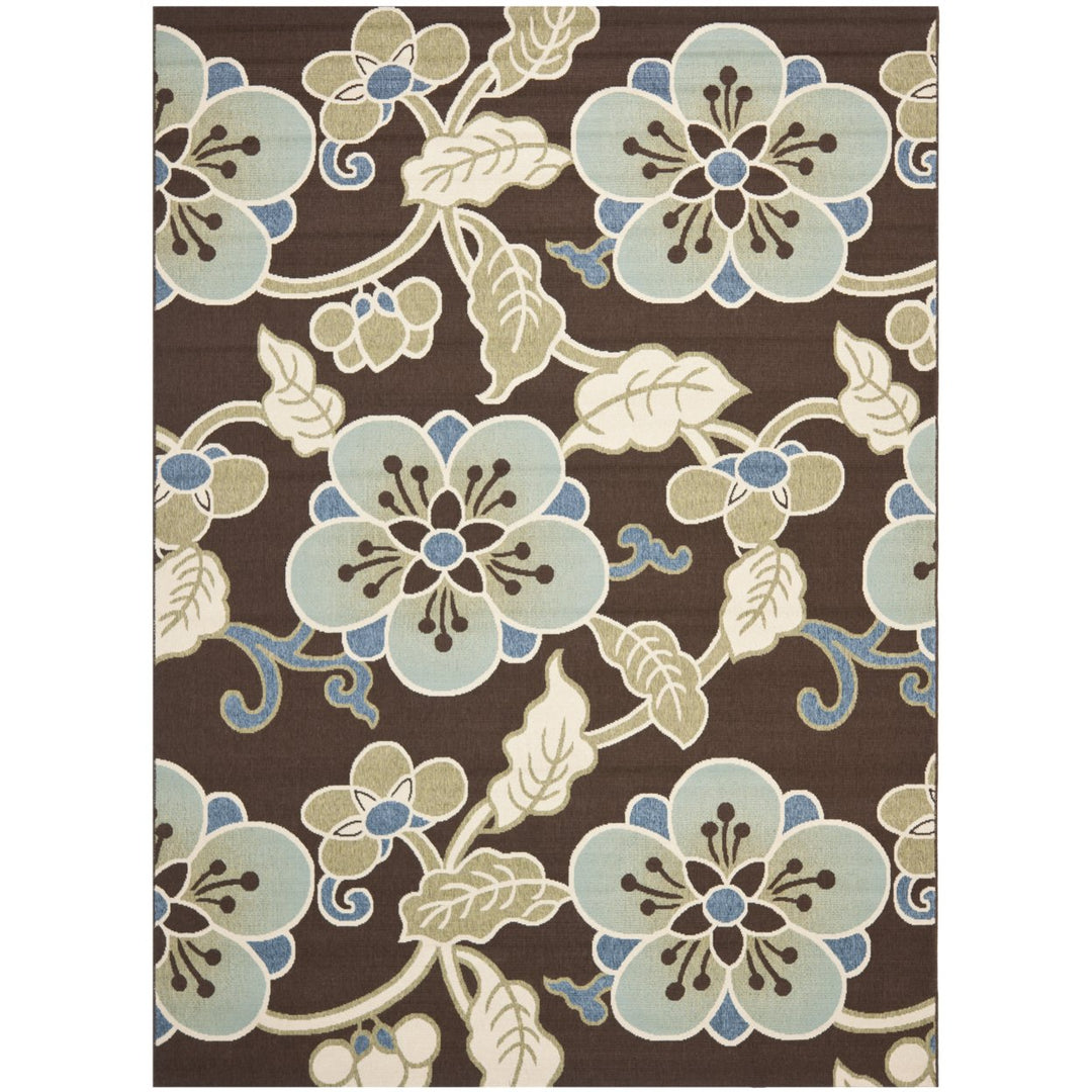 SAFAVIEH Outdoor VER001-0623 Veranda Chocolate / Aqua Rug Image 1