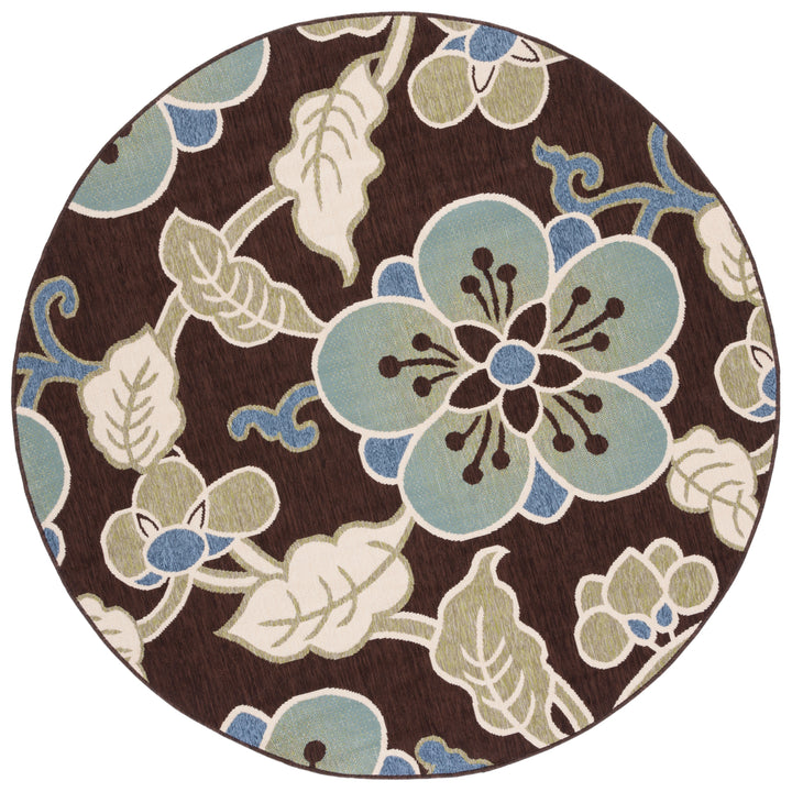 SAFAVIEH Outdoor VER001-0623 Veranda Chocolate / Aqua Rug Image 5