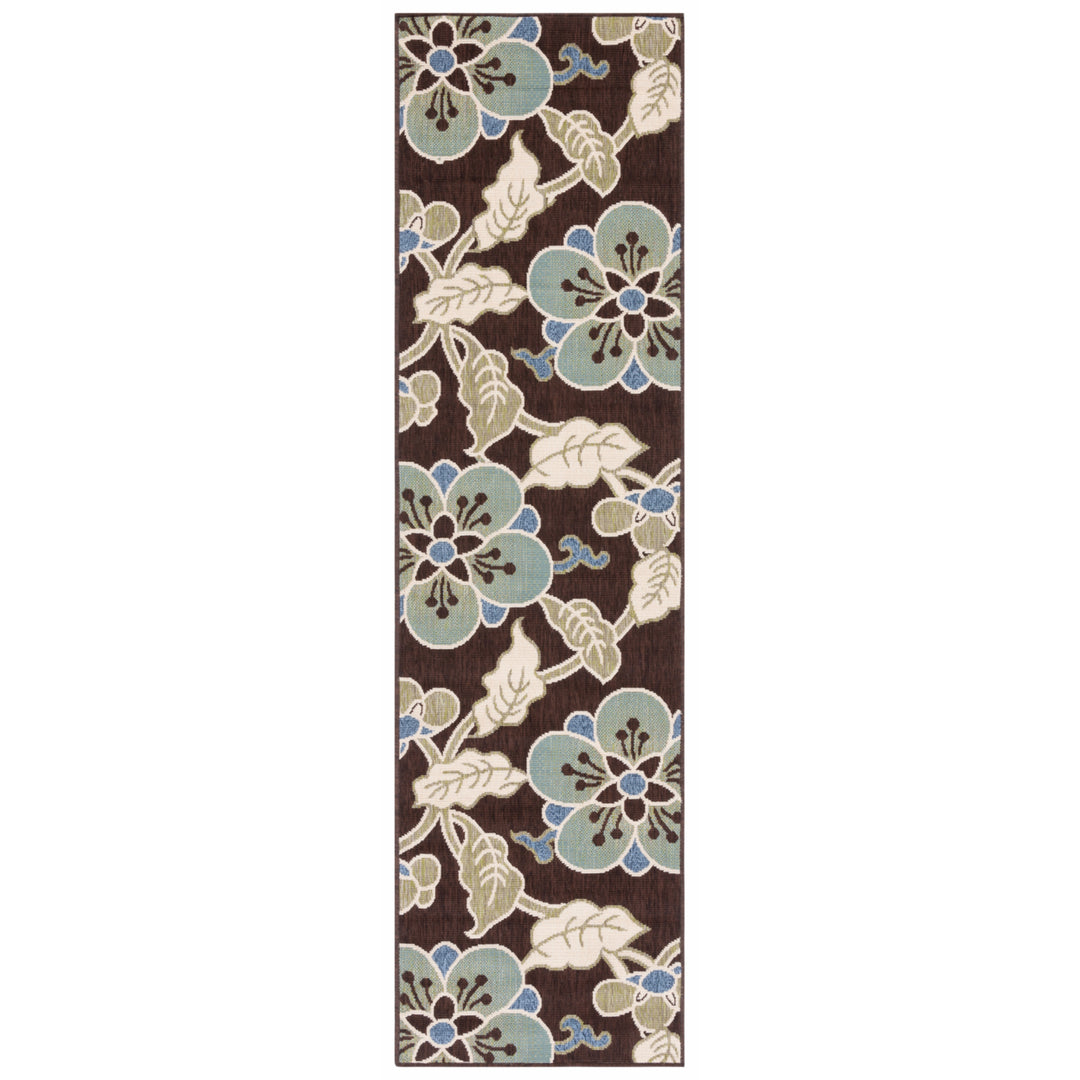 SAFAVIEH Outdoor VER001-0623 Veranda Chocolate / Aqua Rug Image 6