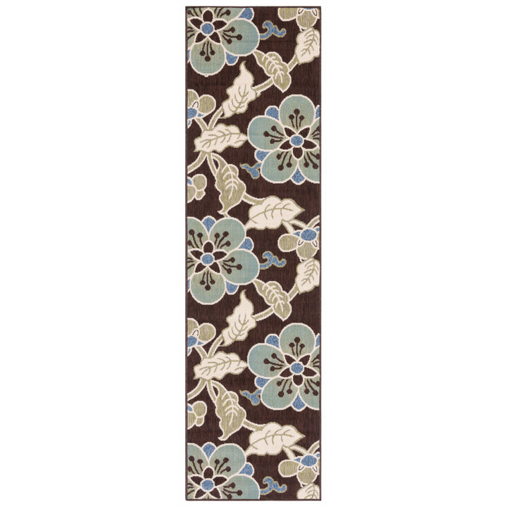 SAFAVIEH Outdoor VER001-0623 Veranda Chocolate / Aqua Rug Image 6