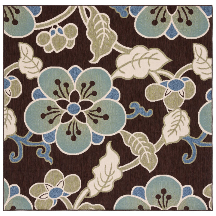 SAFAVIEH Outdoor VER001-0623 Veranda Chocolate / Aqua Rug Image 7