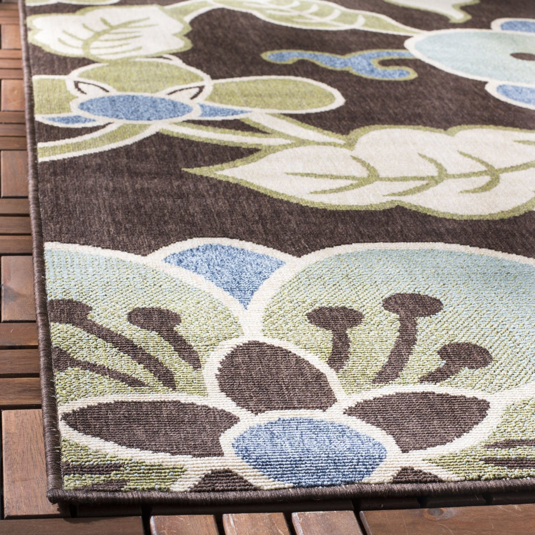 SAFAVIEH Outdoor VER001-0623 Veranda Chocolate / Aqua Rug Image 8