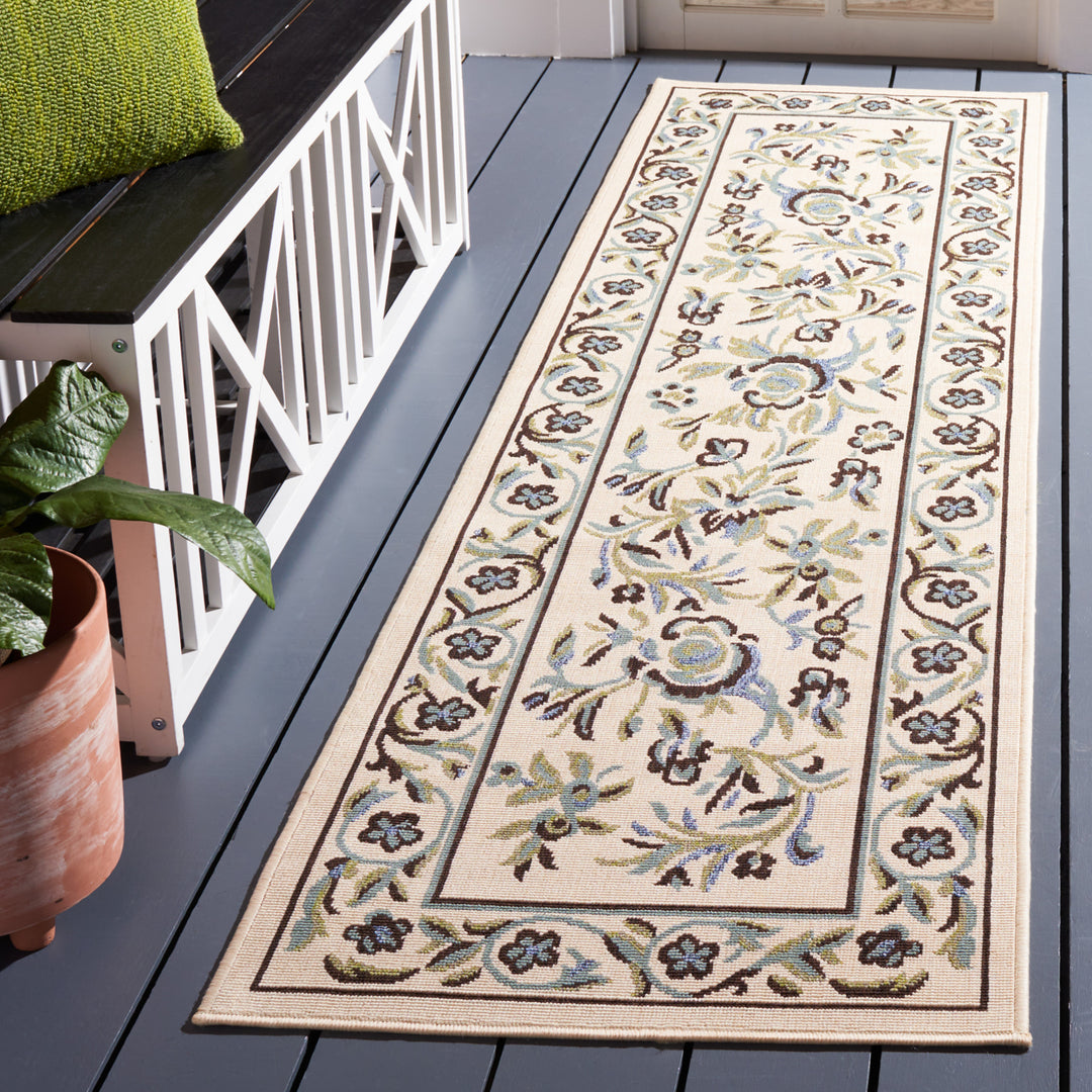 SAFAVIEH Outdoor VER011-0614 Veranda Cream / Green Rug Image 2