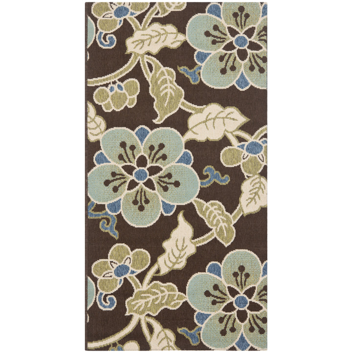 SAFAVIEH Outdoor VER001-0623 Veranda Chocolate / Aqua Rug Image 10