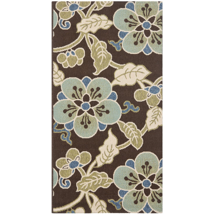 SAFAVIEH Outdoor VER001-0623 Veranda Chocolate / Aqua Rug Image 1