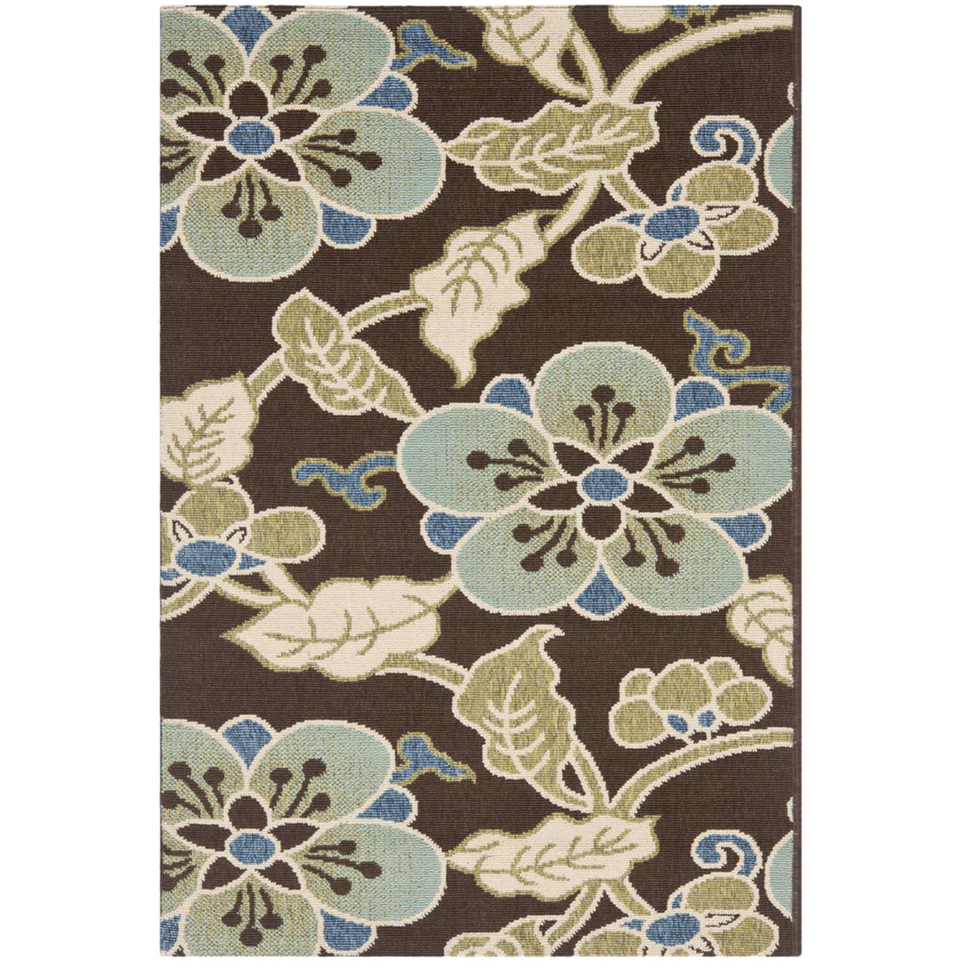 SAFAVIEH Outdoor VER001-0623 Veranda Chocolate / Aqua Rug Image 11