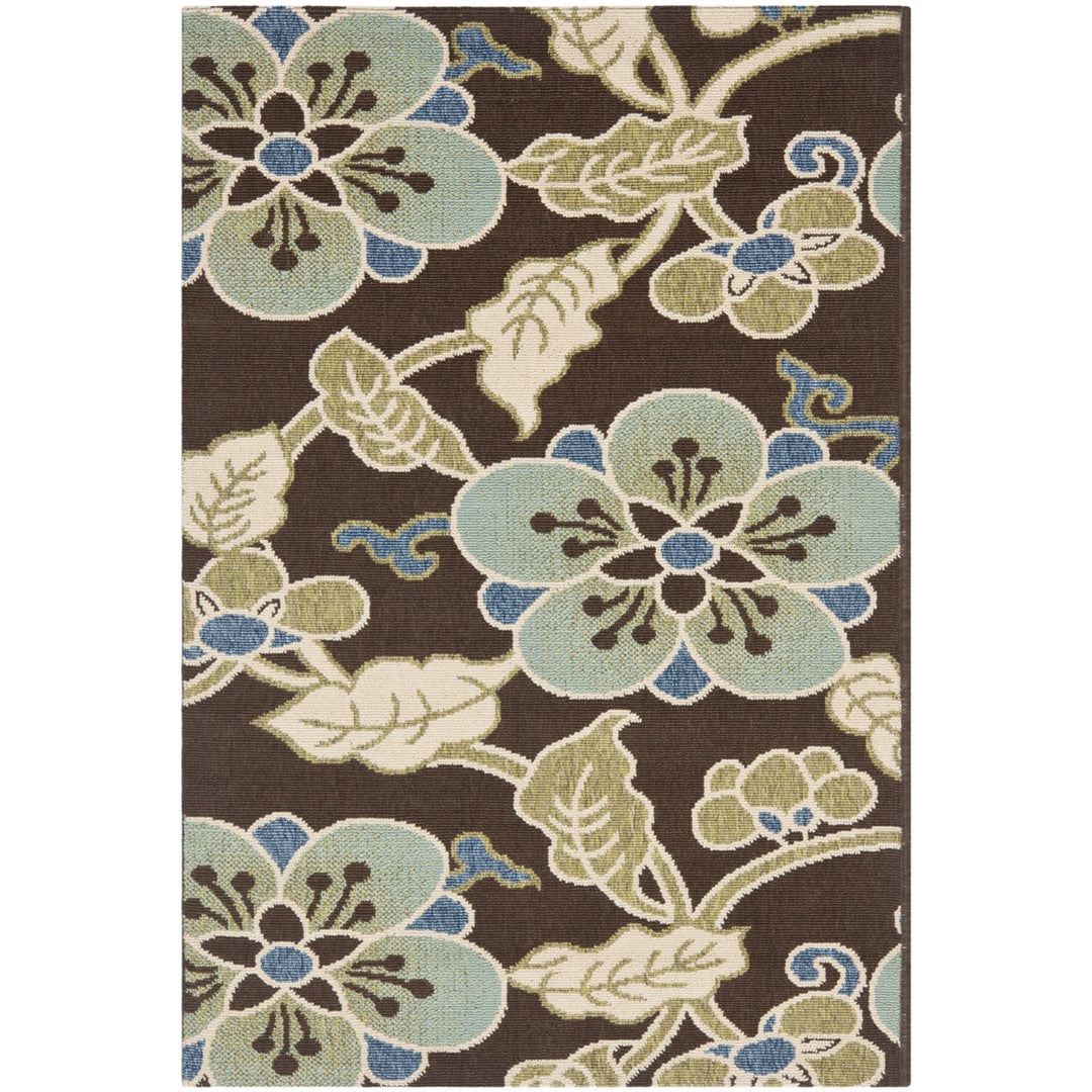 SAFAVIEH Outdoor VER001-0623 Veranda Chocolate / Aqua Rug Image 1