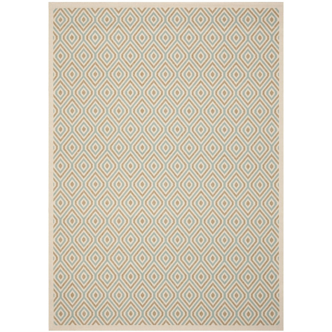 SAFAVIEH Outdoor VER003-0213 Veranda Cream / Aqua Rug Image 4