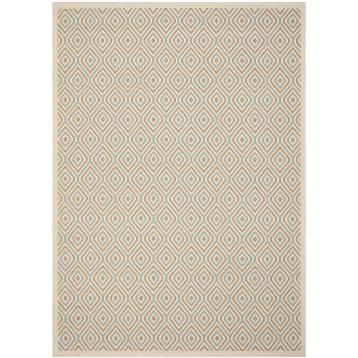 SAFAVIEH Outdoor VER003-0213 Veranda Cream / Aqua Rug Image 4