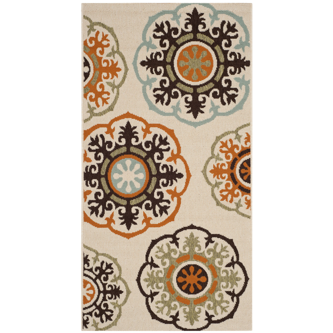 SAFAVIEH Outdoor VER002-0715 Veranda Cream / Terracotta Rug Image 9