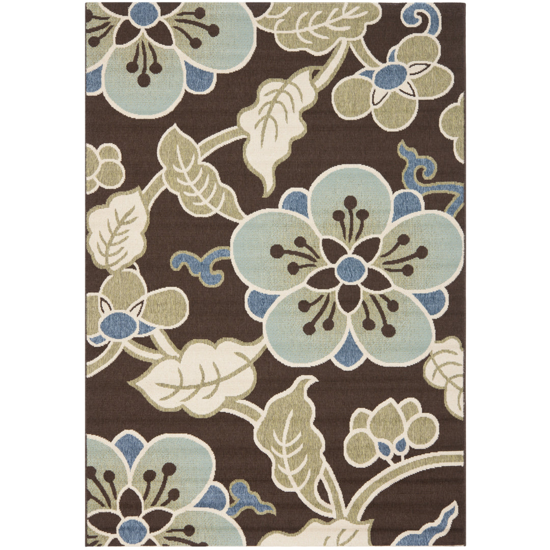 SAFAVIEH Outdoor VER001-0623 Veranda Chocolate / Aqua Rug Image 12