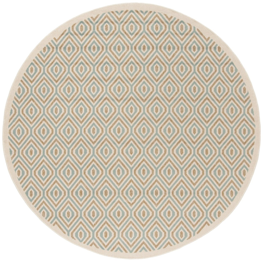 SAFAVIEH Outdoor VER003-0213 Veranda Cream / Aqua Rug Image 5