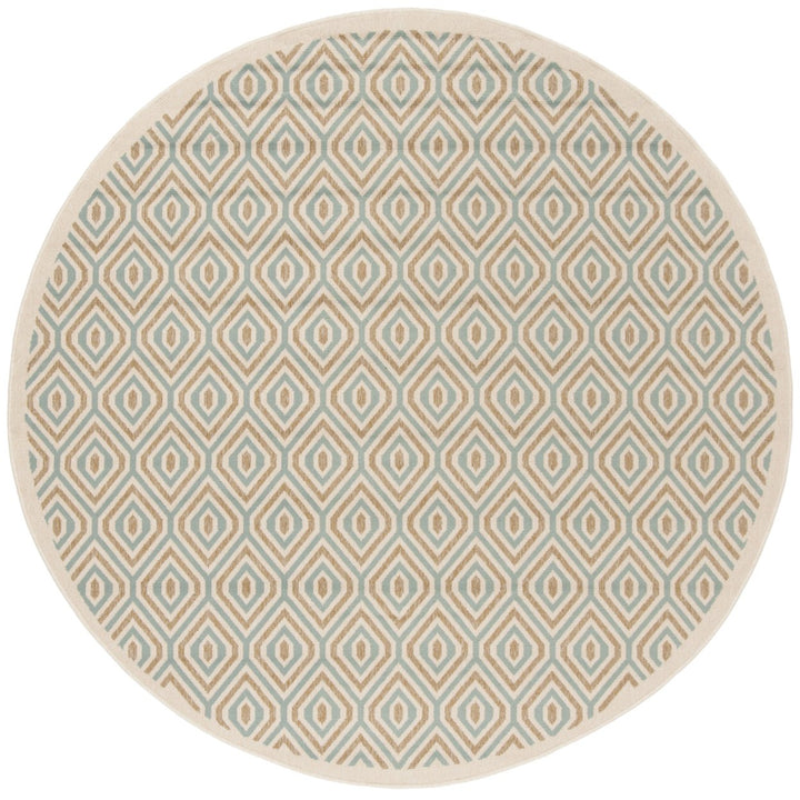 SAFAVIEH Outdoor VER003-0213 Veranda Cream / Aqua Rug Image 5